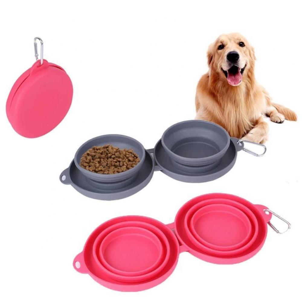 Rubber Foldable Double Bowl / Pet Feeding Bowl