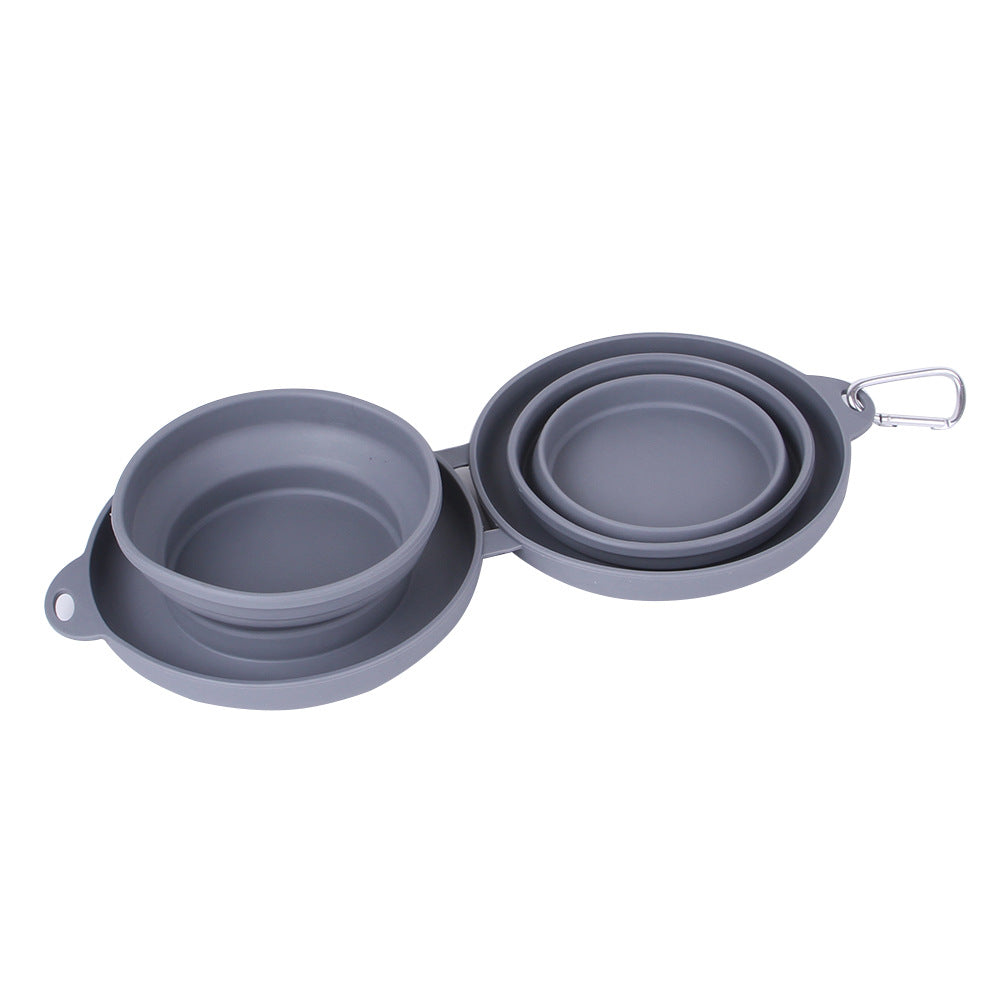 Rubber Foldable Double Bowl / Pet Feeding Bowl