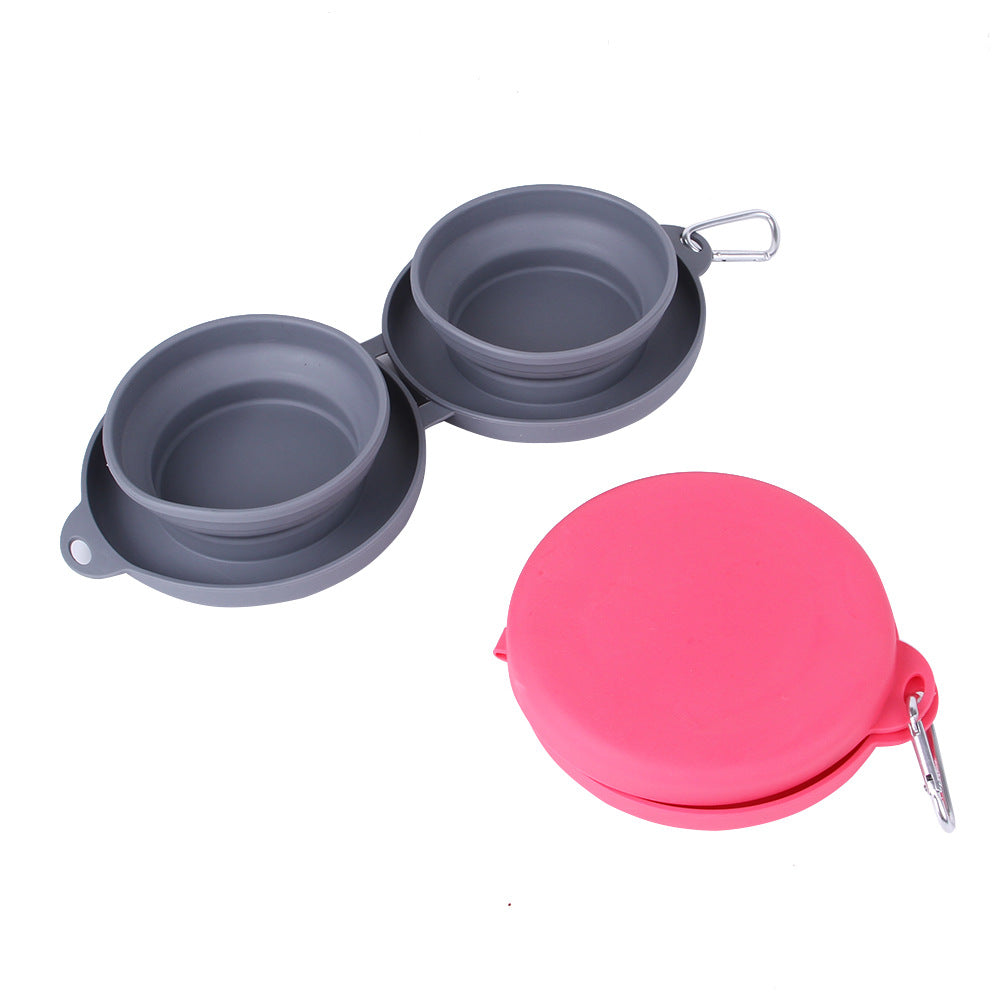 Rubber Foldable Double Bowl / Pet Feeding Bowl