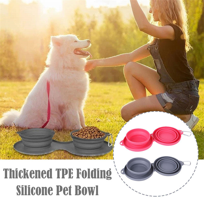 Rubber Foldable Double Bowl / Pet Feeding Bowl